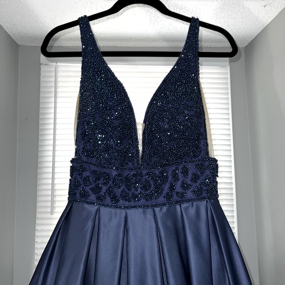 Beautiful Vienna navy prom dress